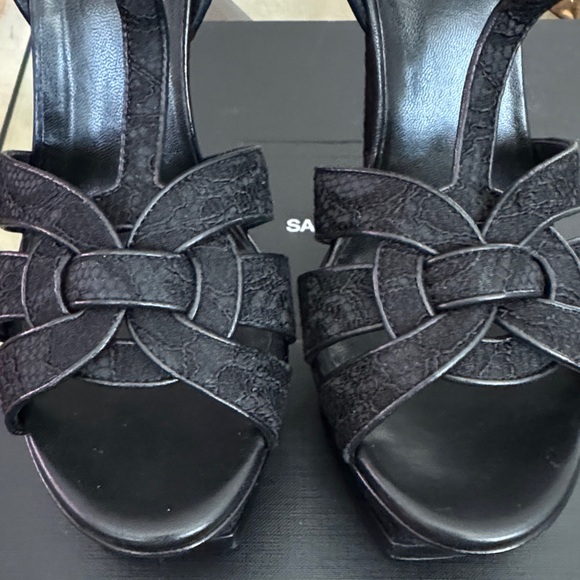 Saint Laurent Tribute Black Strappy Heels EUR 40 US 10 - Picture 2 of 13